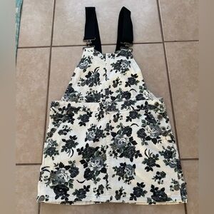 Floral Print Overalls with Black Straps